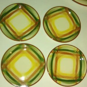 Vintage Vernonare Homespun Plaid Bread Plates Set4